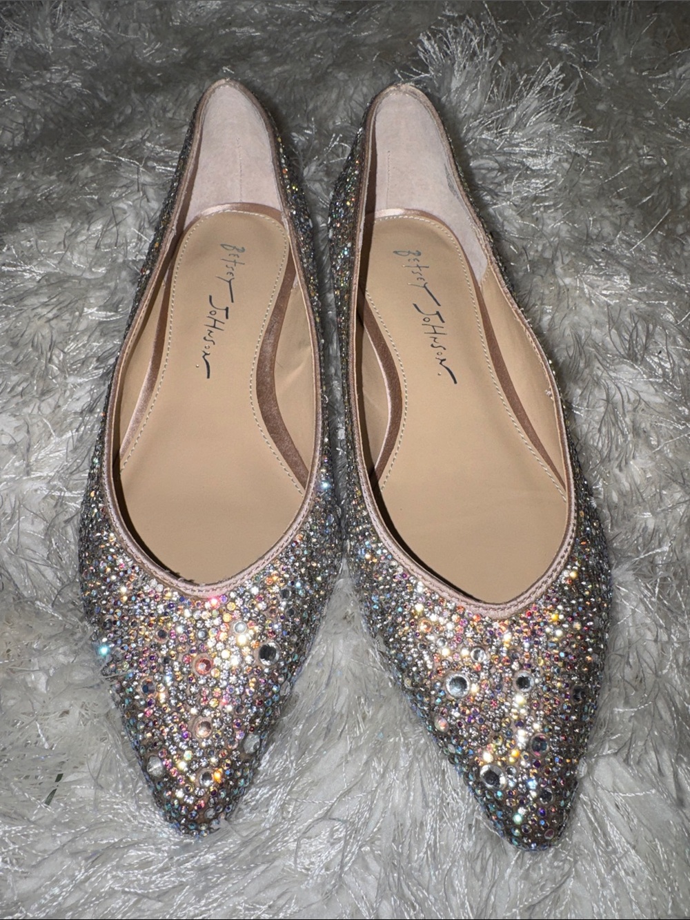 Betsey Johnson Multicolor Crystal Pointed Flats